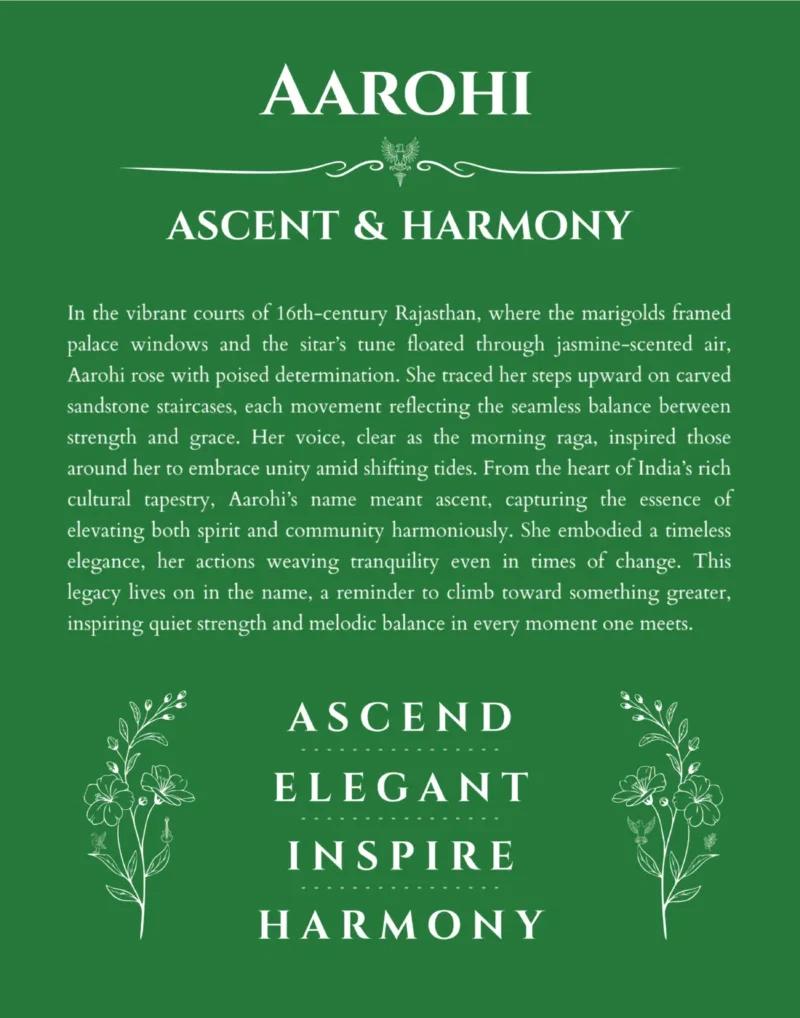 Aarohi custom name meaning print in dark green