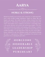 Aarya personalized name print with origin and traits in light purple