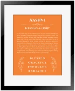 Aashvi personalized name meaning print in orange with black matte frame
