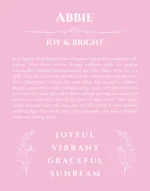 Abbie custom name meaning print in light pink