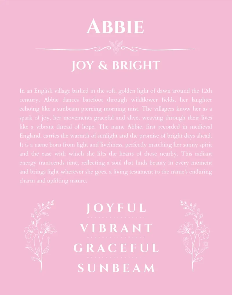 Abbie custom name meaning print in light pink
