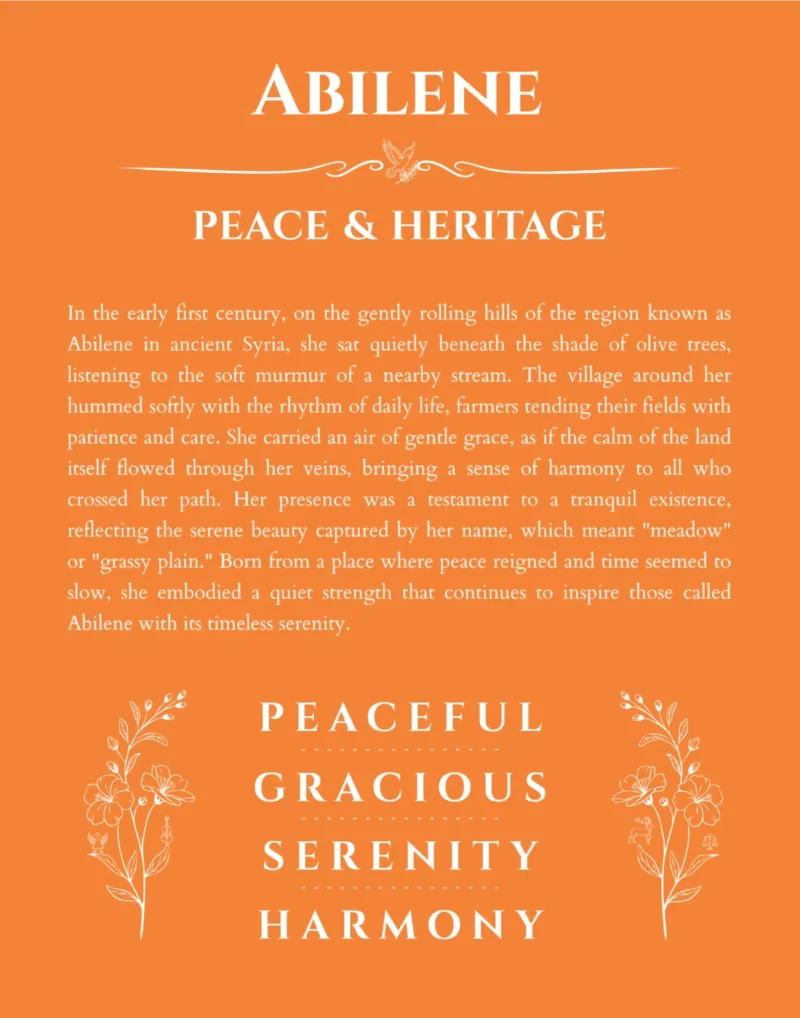 Abilene custom name print for wall display in orange
