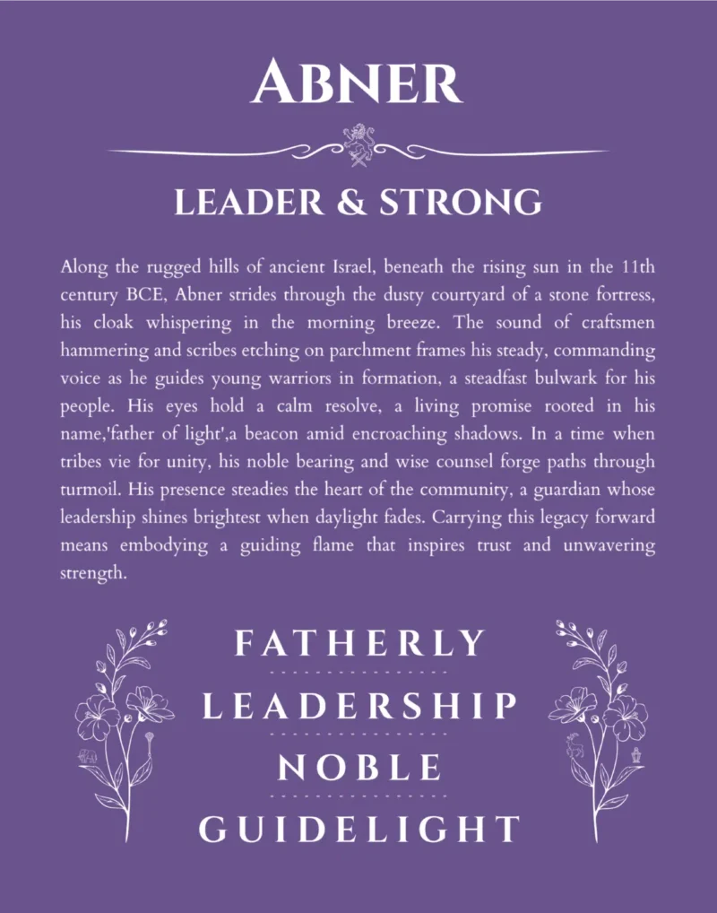 Abner custom name art showing meaning and origin in purple