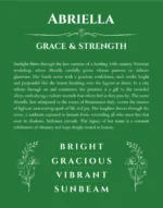 Abriella personalized name meaning print in dark green
