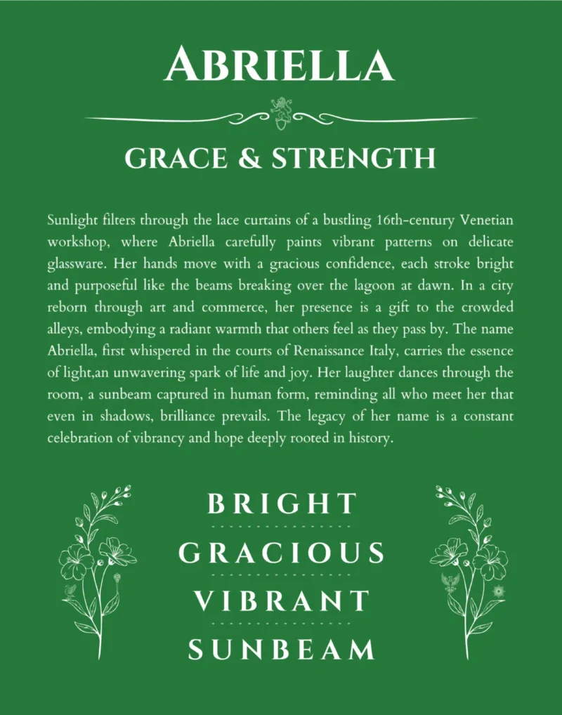 Abriella personalized name meaning print in dark green