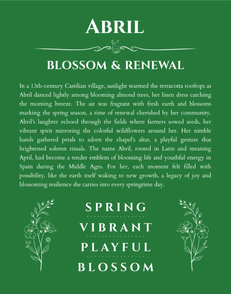 Abril custom name meaning print in dark green
