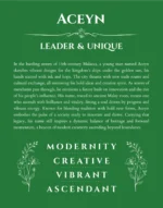 Aceyn custom name meaning print in dark green