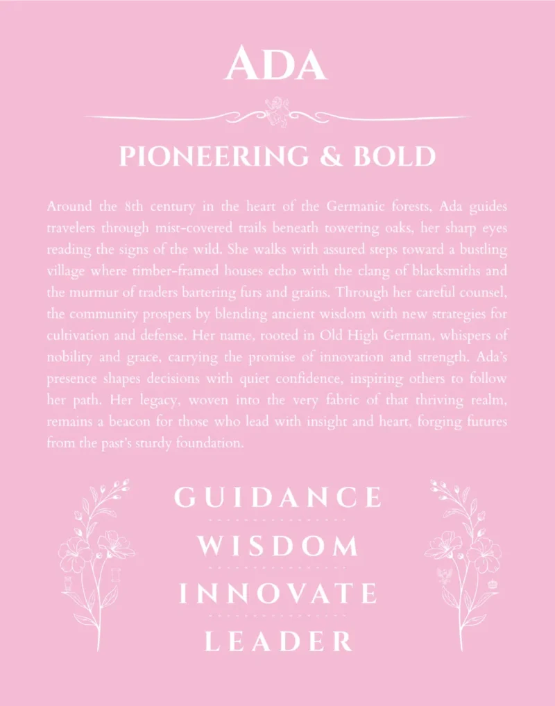 Ada name meaning wall art by Get Your Story in light pink