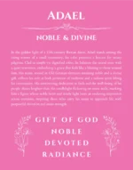 Adael personalized wall art with the story of your name in pink