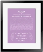 Adaia custom name print for wall display in light purple with black matte frame