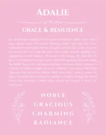 Adalie personalized wall art with the story of your name in light pink