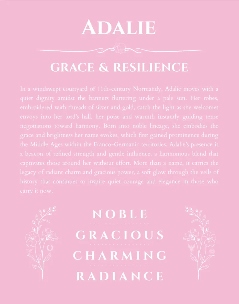 Adalie personalized wall art with the story of your name in light pink