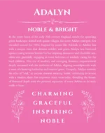 Adalyn personalized name print with origin and traits in pink