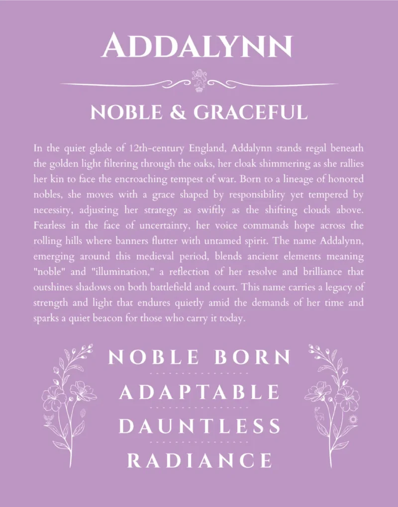 Addalynn personalized name meaning print in light purple
