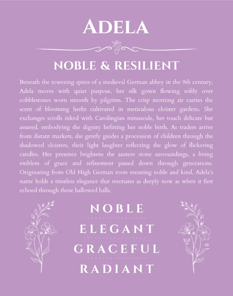 Adela name meaning wall art by Get Your Story in light purple