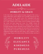 Adelaide custom name art showing meaning and origin in red