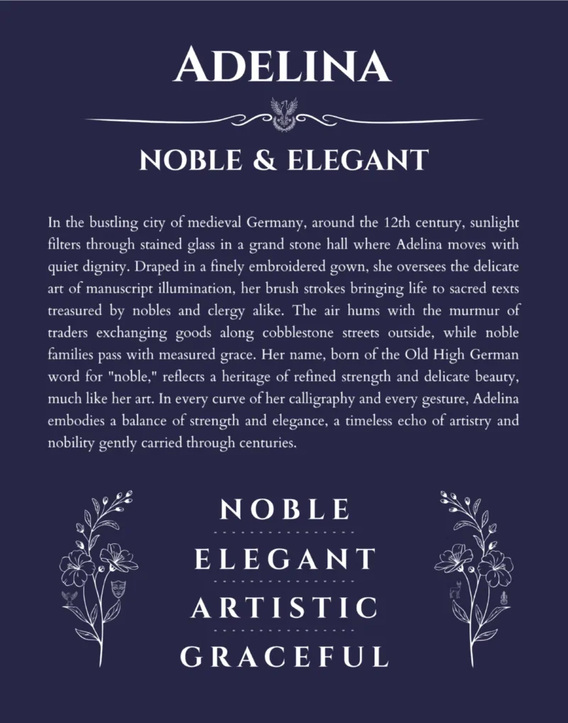 Adelina custom name meaning print in navy blue
