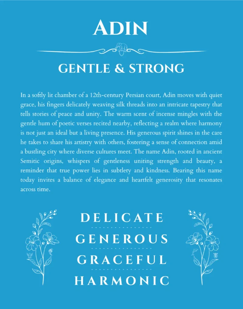 Adin name meaning gift print in blue