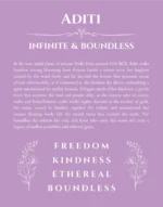 Aditi personalized name art with origin story in light purple