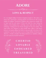 Adore name origin print with meaning and traits in pink