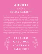 Adrien custom name art showing meaning and origin in pink