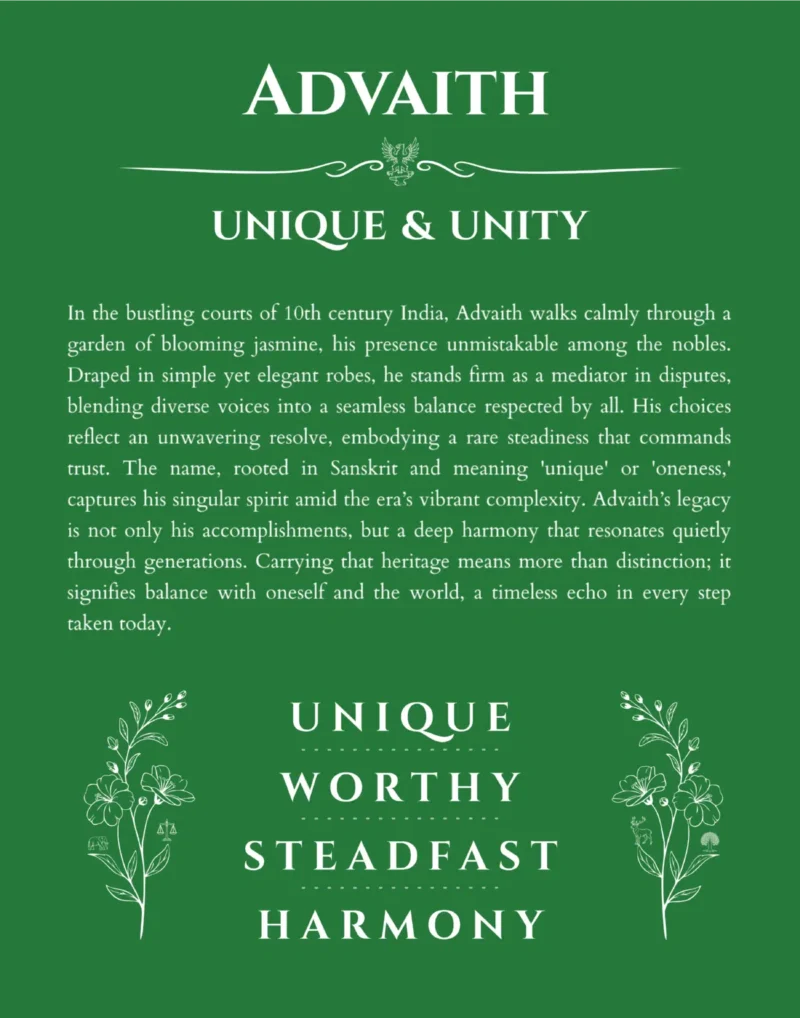 Advaith personalized wall art with the story of your name in dark green