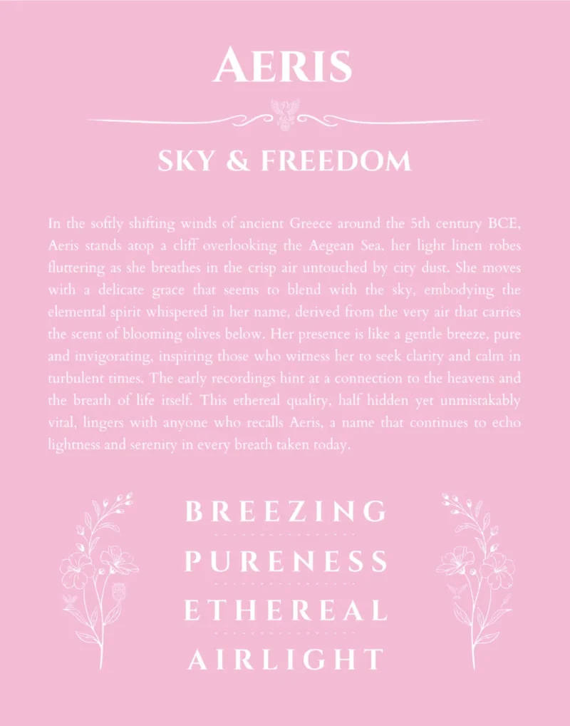 Aeris name meaning gift print in light pink