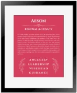 Aeson custom name print for wall display in red with black matte frame