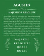 Agustin name origin print with meaning and traits in dark green