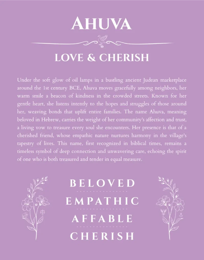 Ahuva custom name meaning print in light purple
