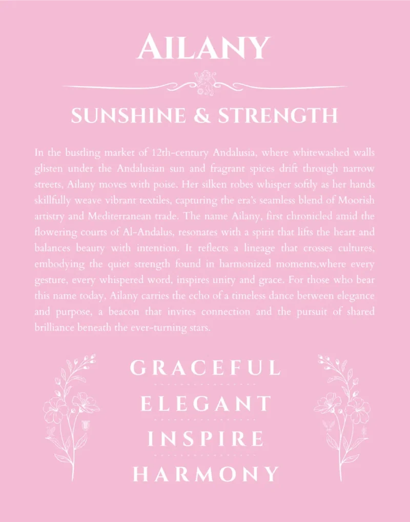 Ailany personalized wall art with the story of your name in light pink