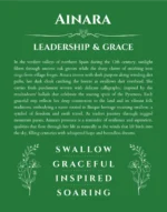Ainara personalized name art with origin story in dark green