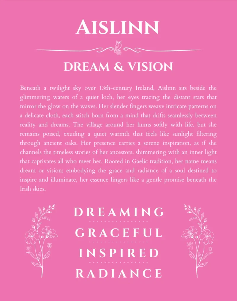 Aislinn personalized name meaning print in pink