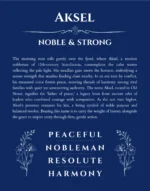 Aksel custom name meaning print in deep blue