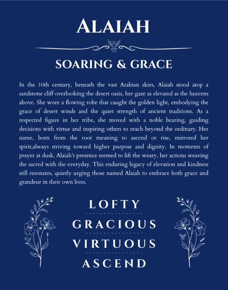 Alaiah custom name meaning print in deep blue