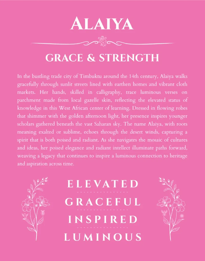 Alaiya personalized name meaning print in pink