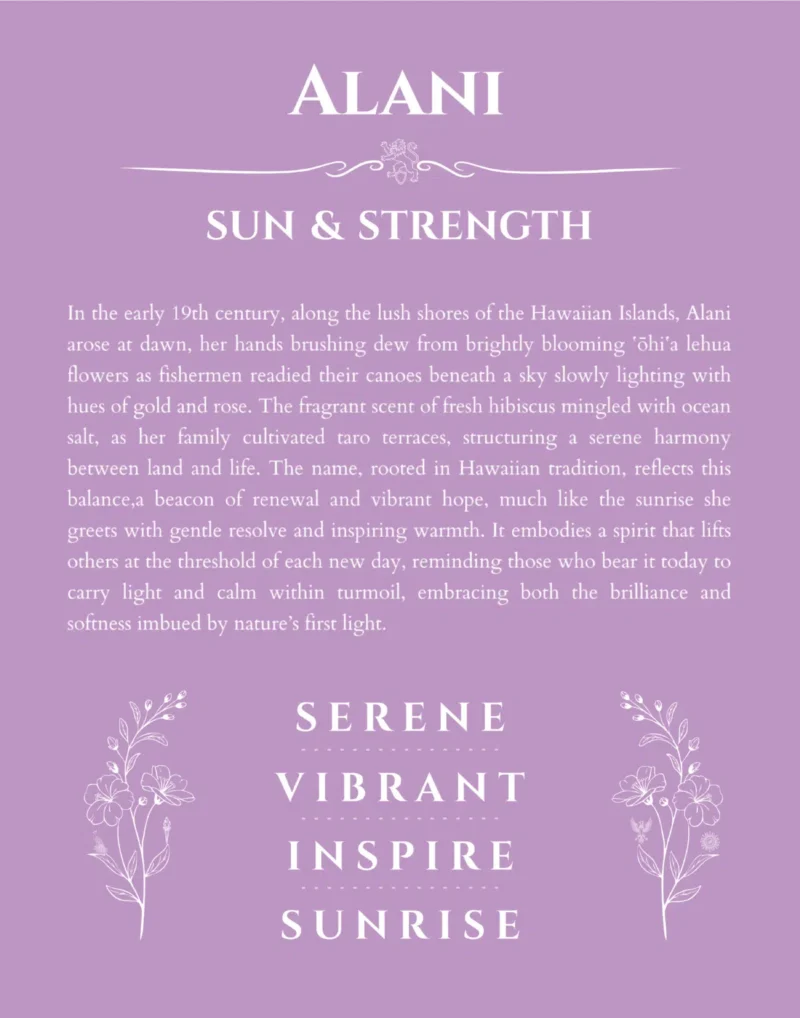 Alani custom name meaning print in light purple