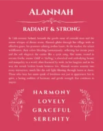 Alannah name meaning wall art by Get Your Story in red