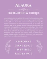 Alaura personalized name art with origin story in light purple