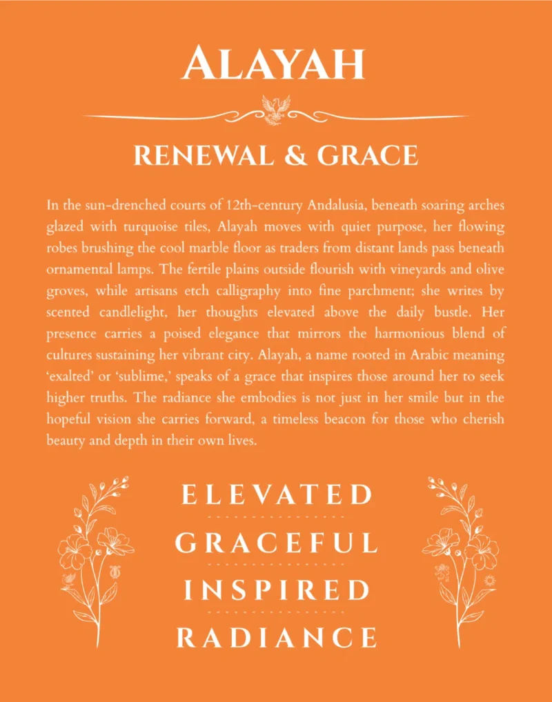 Alayah personalized name meaning print in orange