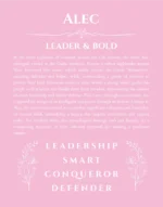Alec name meaning gift print in light pink