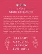 Aleia name origin print with meaning and traits in red