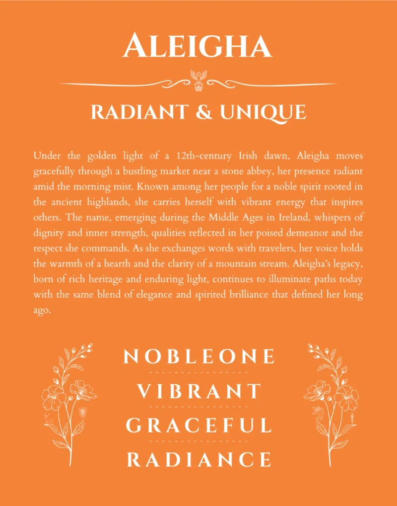 Aleigha custom name meaning print in orange