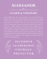 Aleksandr custom name art showing meaning and origin in light purple
