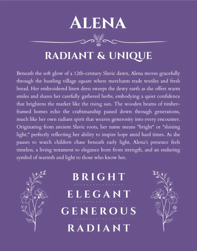 Alena name meaning gift print in purple