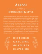 Alessi name meaning gift print in orange
