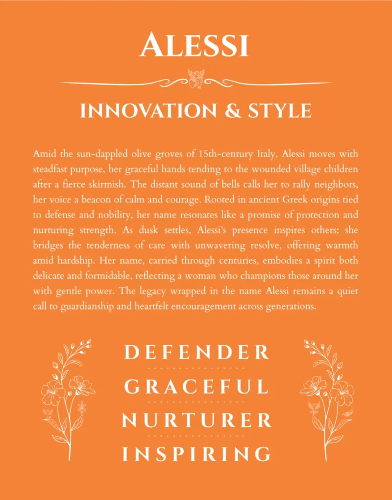 Alessi name meaning gift print in orange