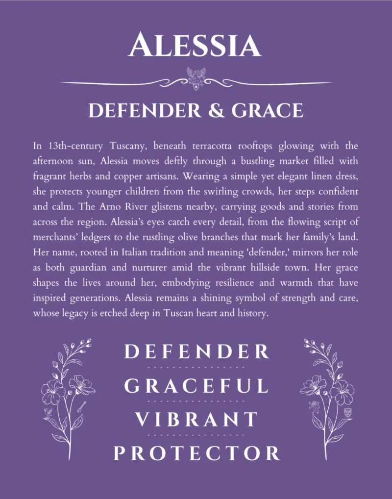 Alessia name meaning gift print in purple
