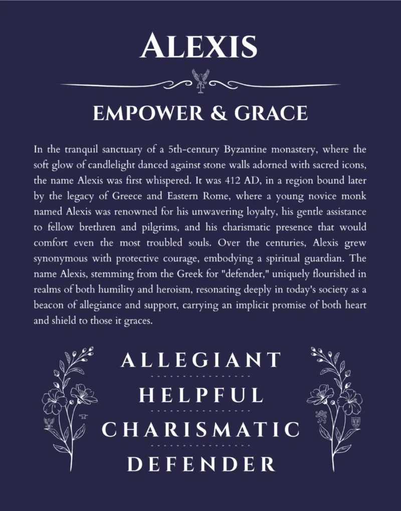 Alexis name meaning wall art by Get Your Story in navy blue