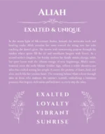 Aliah personalized wall art with the story of your name in light purple